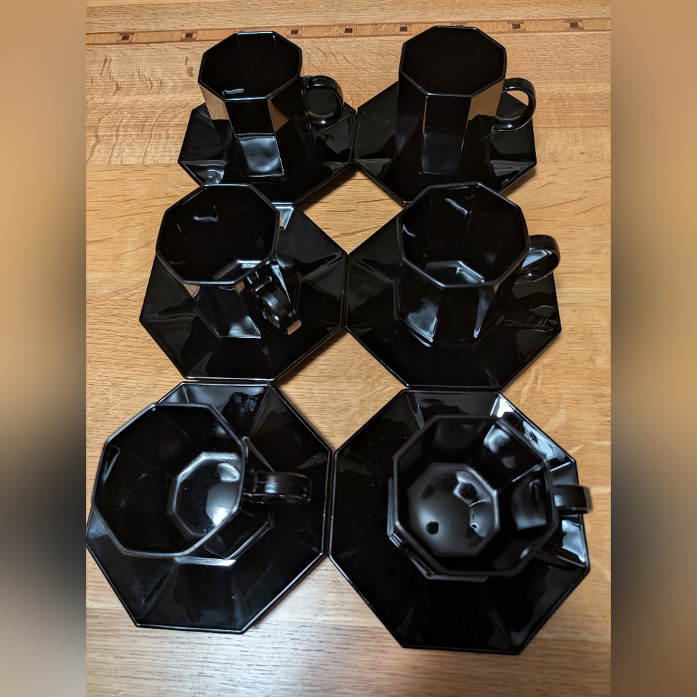 Set Of 6 Arcoroc Octime Cup/Saucer (Demi Tasse)